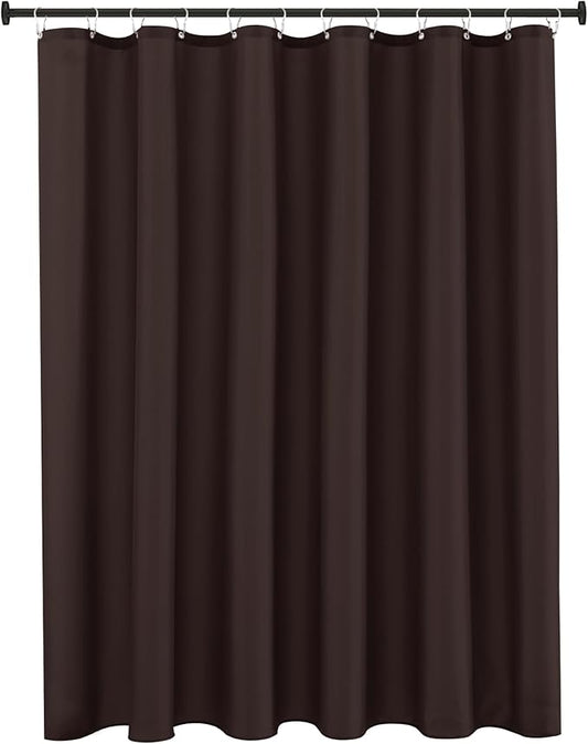 Biscaynebay Quality Fabric Shower Curtain Liner 72" by 72", Brown Water Resistant Bathroom Curtains, Rust Resistant Grommets Top Weighted Bottom Hem Machine Washable