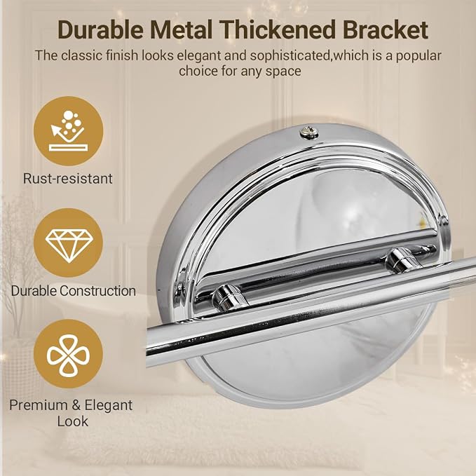 Chrome Vanity Light, 3-Light Polished Silver Bathroom Light Fixture Over Mirror, Modern Wall Sconce with Clear Glass Shade, Industrial Wall Lighting for Living Room, Bedroom, Hallway, 22.3"