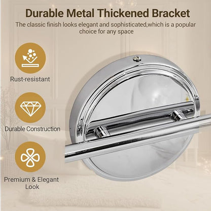 Chrome Vanity Light, 3-Light Polished Silver Bathroom Light Fixture Over Mirror, Modern Wall Sconce with Clear Glass Shade, Industrial Wall Lighting for Living Room, Bedroom, Hallway, 22.3"