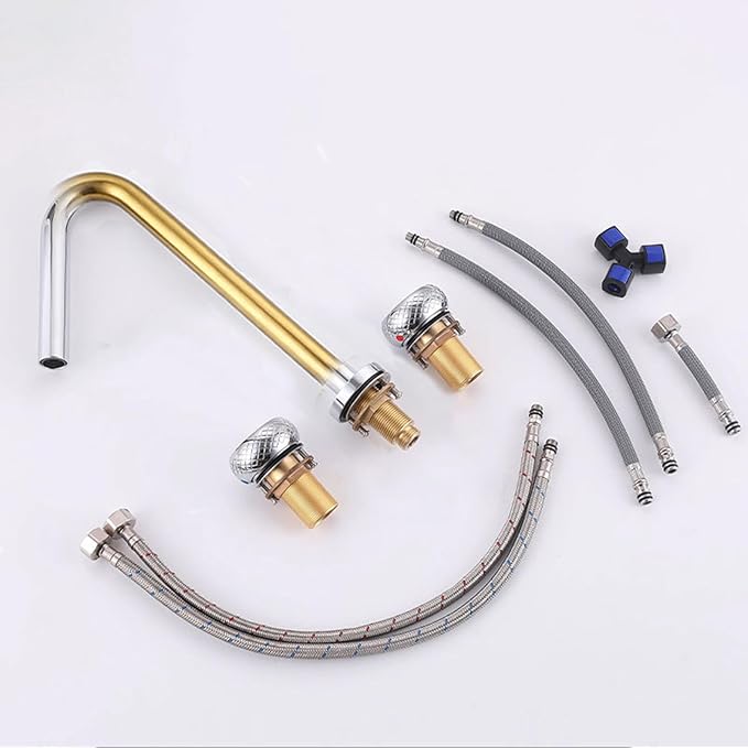3 Hole Basin Mixer Faucet Brass 3 Hole Bathroom Faucets Double Handle-Chrome Plated