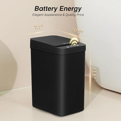FRESHLIX Bathroom Automatic Trash Can, 4 Gallon Touchless Motion Sensor Small Garbage Can with Lid Smart Electric Narrow Waterproof Garbage Bin for Bedroom Office, Black