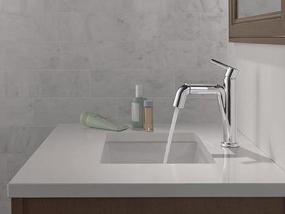 Delta Nicoli 1 Hole Pull Down Bathroom Faucet with Sprayer, Chrome Single Hole Bathroom Sink Faucet with Pull Out Sprayer for Vanity, Metal Push-Pop Drain, Chrome 15849LF-PD
