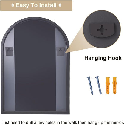 HARRITPURE Arched Wall Mirror 30"x40" Black Arch Bathroom Vanity Mirror | Metal Frame Modern Mirror for Living Room, Bedroom and Entryway Dresser Decor