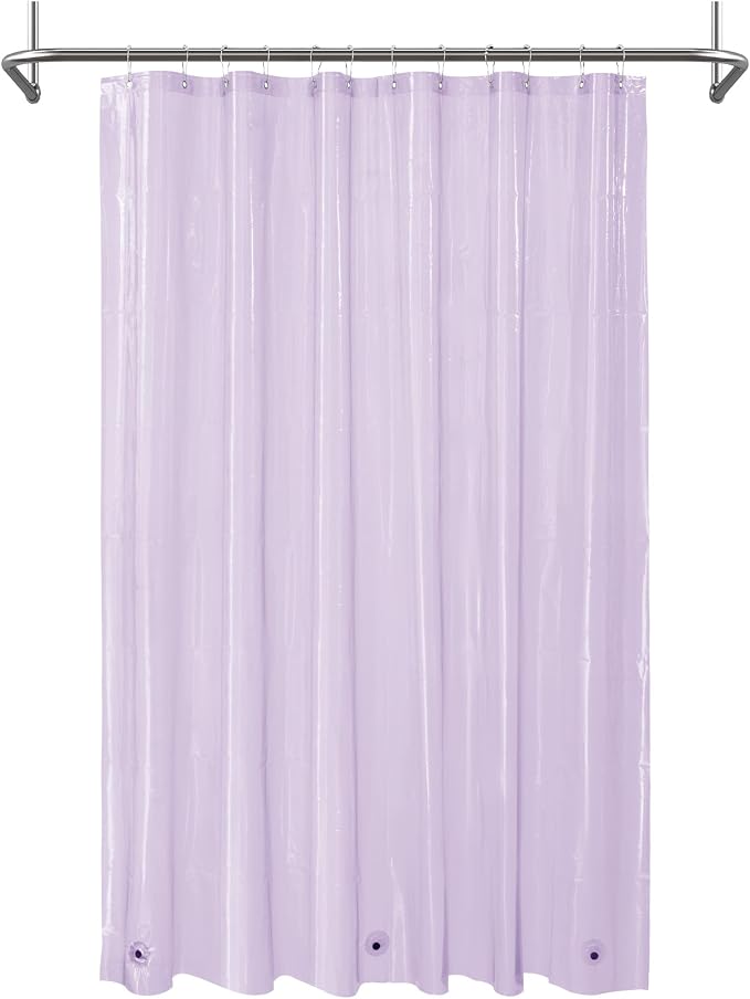 Mrs Awesome Clear Lavender Shower Curtain Liner with 3 Magnets, 72x72 | 12 Rustproof Grommets, Premium Plastic Shower Curtain for Bathroom Lightweight & Waterproof,72W x 72H
