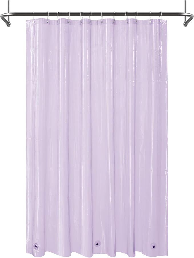 Mrs Awesome Clear Lavender Shower Curtain Liner with 3 Magnets, 72x72 | 12 Rustproof Grommets, Premium Plastic Shower Curtain for Bathroom Lightweight & Waterproof,72W x 72H