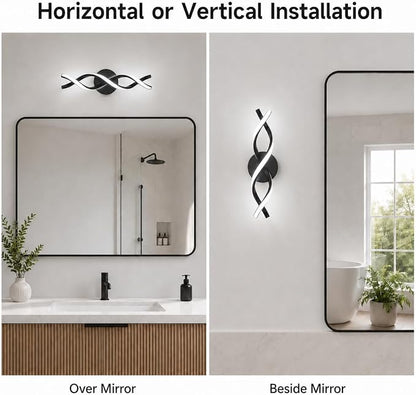 Modern Black LED Vanity Lighting,Bathroom Light Fixture Over Mirror,18 Inch,6000K Cool White