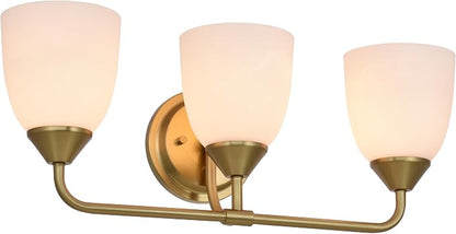 Gold 3-Light Traditional Bathroom Vanity Light Fixtures Over Mirror, Modern Vanity Lights for Living Room, Standard E26 Base, Aged Brass