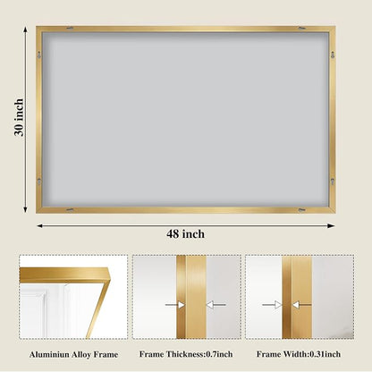 Koonmi Gold Mirrors for Wall, 30x48 Inch Bathroom Mirror, Rectangular Wall Mirror for Living Room Bedroom Bathroom, Hangs Horizontally or Vertically