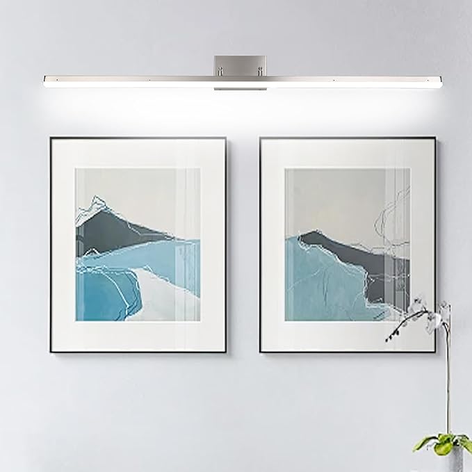 48in Modern LED Brushed Nickel Vanity Light Bar, Adjustable Bathroom Light Fixtures Over Mirror, Dimmable 46W 3200LM 5000K Cool White