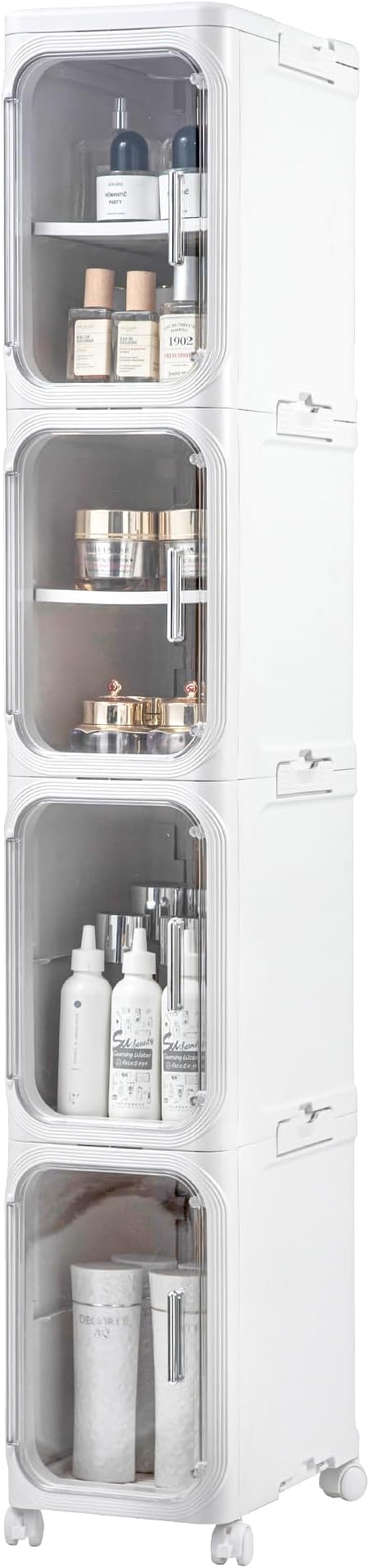 4-Tier Slim Narrow Storage Cabinet, Plastic Bathroom Storage for Bathroom White