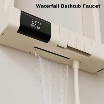 BEITH Thermostatic Shower System, 2025 Upgraded 6 Functions Piano Key Design Shower Set, 40x10cm Shower Faucet Sets Complete and Handheld, LED Digital Display, Bathtub Faucet, 59A Copper