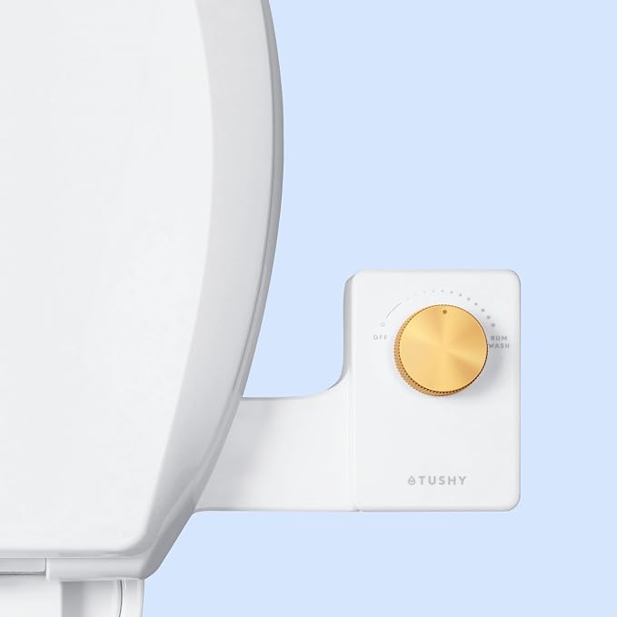 TUSHY Fresh Ultra-Slim Starter Bidet Attachment, Brushed Brass | Non-Electric, Cool Water Rear Wash, Adjustable Pressure, Self-Cleaning, Fits Elongated and Round Toilets, 10 Minute Install