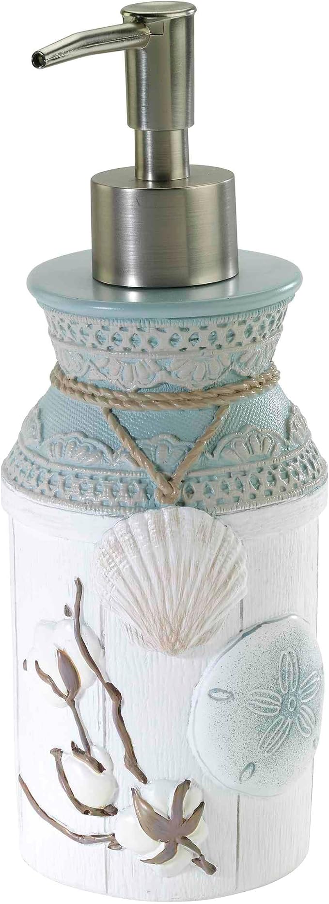 Avanti Linens - Lotion Pump/Soap Dispenser, Countertop Accessories, Farmhouse Chic Bathroom Decor (Farmhoue Shell Collection)
