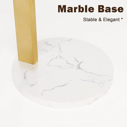 Hand Towel Holder Stand for Bathroom, L- Shaped Standing Hand Towel Rack, Towel Bar Kitchen Vanity Countertop Organizer, SUS304 Stainless Steel Material (Marble Base, Gold)