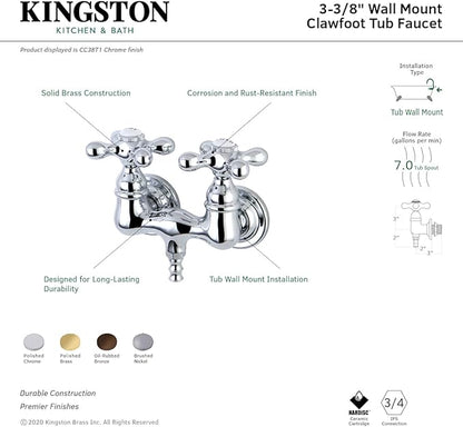 Kingston Brass CC37T5 Vintage Tub Faucet, 3-3/8-Inch Center, Oil Rubbed Bronze, Oil-Rubbed Bronze
