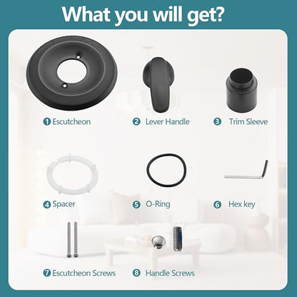 Shower Trim Kit Compatible with Delta 13/14 Series, Shower Cover Plate with Handle (Valve& Catridge Not Inclued) (Matte Black)