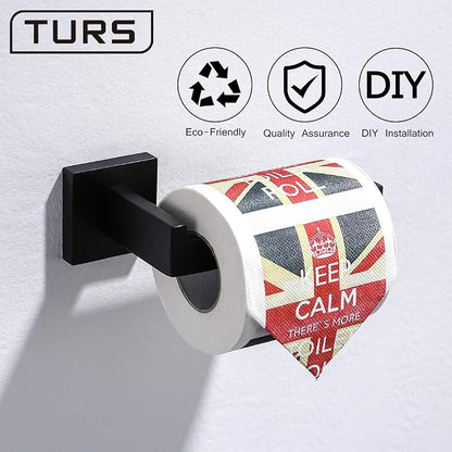 TURS 4 Pieces Bathroom Hardware Accessories Set Matte Black 16 Inch Towel Bar Set,Wall Mounted,Premium Stainless Steel.