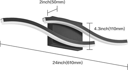 PRESDE 24 Inch LED Bathroom Vanity Light Bar, Modern Black Wall Lighting Fixture Over Mirror Dimmable