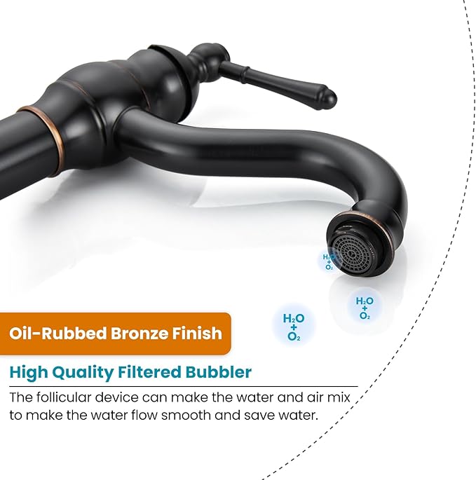 gotonovo Vessel Sink Faucet 360° Swivel Spout Single Handle Tall Bathroom Faucet 1 Hole Farmhouse Lavatory Washbasin Mixer Tap Matching Supply Hoses, Without Pop Up Drain, Oil Rubbed Bronze
