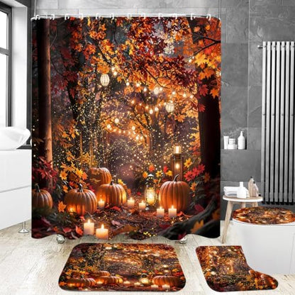 Yddsky 4PCS Fall Maple Tree Shower Curtain Sets for Bathroom,72x72 Inch