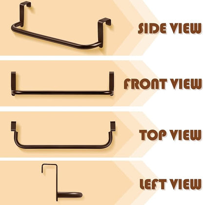 Patelai Over Cabinet Door Towel Bar, Metal Kitchen Rack,Brown | Hang Inside or Outside Cabinet for Hand Towels, No Drill Install, Bathroom Organizer, Saves Counter Space, Fits Doors