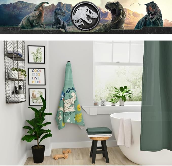 Jurassic World Kids Super Soft Bath/Pool/Beach Soft Cotton Terry Hooded Towel Wrap, 24 in x 50 in, (Officially Licensed Product) By Franco