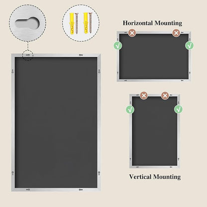 Koonmi Silver Rectangle Wall Mirror, 30x60 Inch Bathroom Mirror, Aluminum Frame Vanity Mirror for Entryway, Living Room, Bedroom Bathroom, Hangs Horizontally or Vertically
