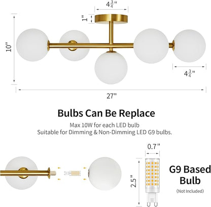 5 Light Bathroom Vanity Light,Gold Bath Room Light Fixtures Over Mirror,Modern Vanity Lights for Bath Room,Makeup Lights for Vanities,Brass Gold Bathroom Sconces with Milk Globe Glass,G9 Base