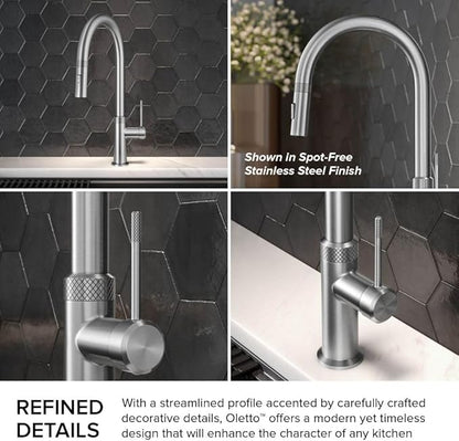 KRAUS Oletto Modern Industrial Pull-Down Single Handle Kitchen Faucet in Matte Black, KPF-2654MB