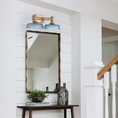 Vintage Bathroom Vanity Light Fixtures 2-Light Bathroom Lighting with Grey Glass Wall Sconces for Hallway Living Room Bedroom Entryway