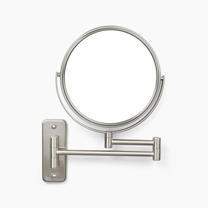 Jerdon Wall-Mounted Magnifying Mirror - Bathroom Makeup Mirror with 8X Magnification - 8-Inch Diameter - Nickel Finish - Model JP7808N