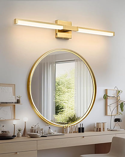 OKELI 32 Inch Bathroom Vanity Light Fixtures, Gold Modern Light Fixtures Over Mirror, 16W 5CCT Dimmable Wall Light