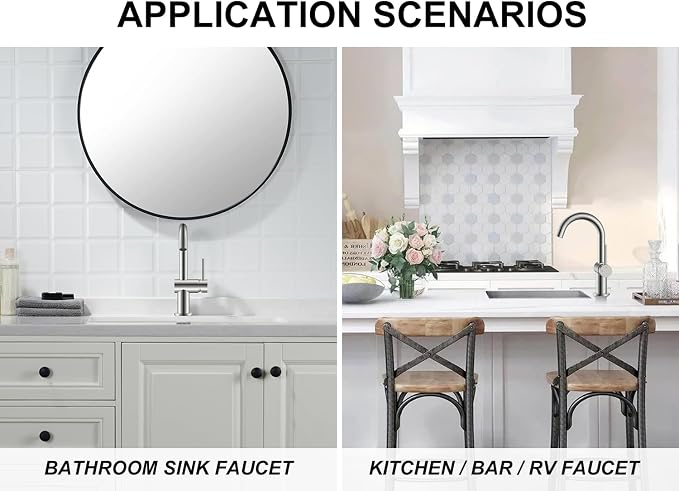 Brushed Nickel Bathroom Faucet Single Handle, 1 Hole Vanity Faucet | Bathroom Sink Faucet with Pop Up Drain & 6 Inch Deck Plate, Lead-Free cUPC & NSF Certified, 1 Handle Faucet for Vanity RV Bar