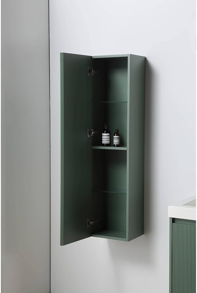 Blossom 20 Inch Bathroom Vanity with Sink and Side Cabinet, All Wood Floating Bathroom Vanity with Acrylic Sink, Bathroom Sink Cabinet with Soft-Close Drawer, Modern Style Vanities, Aventurine Green