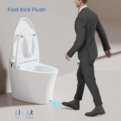 Smart Toilet with Bidet Built in, Luxury Bidet Toilet with Tank, Foam Dispenser for Self-Cleaning Shield, Heated Seat, Instant Warm Water & Dryer, Pump-Assist & Kick Flush, Digital Display