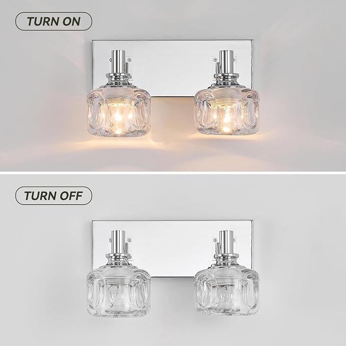 Chrome Vanity Light 2 Lights Vanity Lights for Bathroom Light Fixtures(13.3inches in Length)