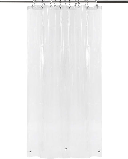 BAROSSA Design 48 inch Wide Stall Shower Curtain Liner with 3 Magnets - PEVA, Waterproof, PVC Free, Metal Grommets, Clear, 48x72