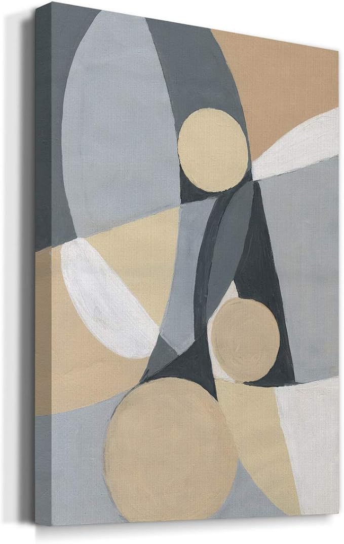 Renditions Gallery Canvas Wall Art Home Paintings & Prints Artwork Grey Brown Rug Abstrac Canvas Wall Hanging Modern Decorations Picture for Bedroom Living Room Office Kitchen - 32"x48" LT02