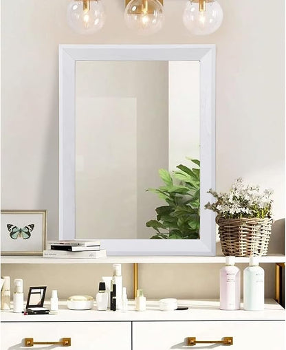 AAZZKANG Rectangular Wall Mirror Decorative Wood Framed Mirrors Large 28"x20" for Farmhouse Bedroom Bathroom Living Room Entryway Hanging Home Decor