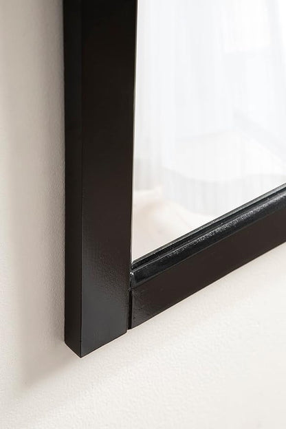 Kate and Laurel Skylan Modern Decorative Wood Framed Wall Mirror; 24 x 31; Black and Gold; Barn Door Hanging Mirror for Bathroom or Living Room