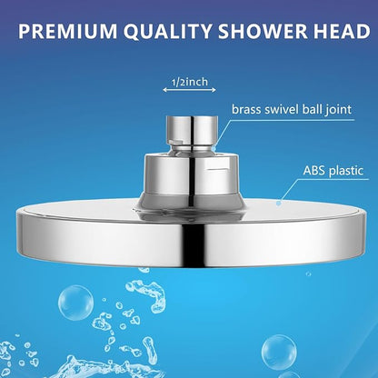 High Pressure Rain Shower Head, High Flow Pressure Boosting Adjustable Rainfall Showerhead, Awesome Shower Experience Even At Low Water Flow, Chrome