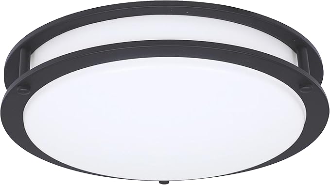 Designers Fountain Flush Mount Ceiling Light, 10 Inch Round LED DC Lighting Fixture Kitchen, Bedroom, Bathroom, and Hallway, Dimmable, 1150 Lumens, 3000K/4000K/5000K, Matte Black, EV1410C3C-43