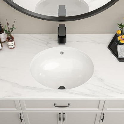 Undermount Oval Bathroom Sink 20''x16'' White Porcelain Ceramic Under Counter Sink for Bathroom Vanity, Small Bathroom Remodel and Replacement
