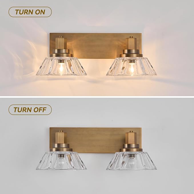 Vintage Vanity Lights 2-Light Bathroom Light Fixtures Antique Brass Vanity Light for Bathroom(7.7pounds)