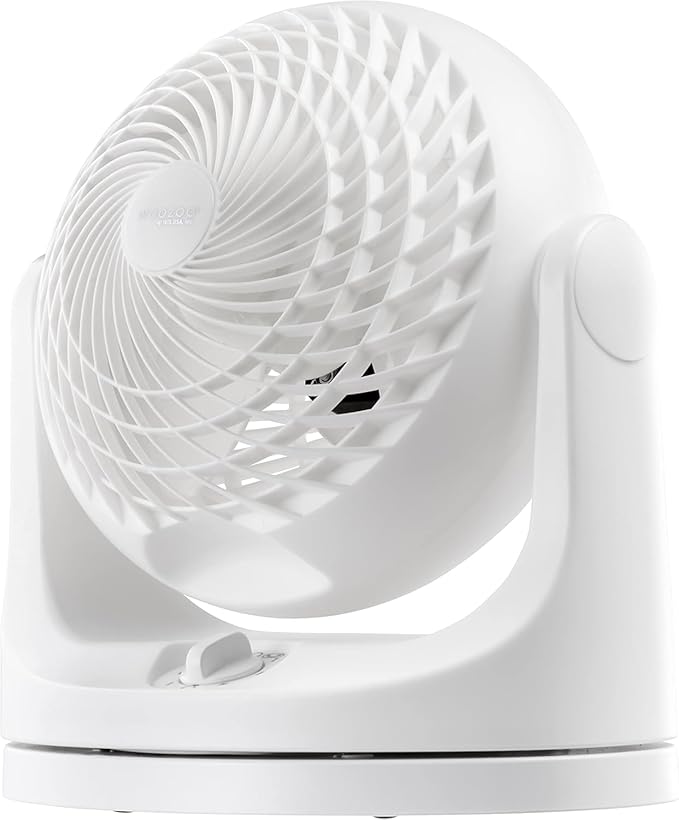 IRIS USA WOOZOO Desk Fan, Oscillating Table Air Circulator, 3 Speeds, 52ft Max Air Distance, 112° Adjustable Tilt, 30db Quiet Motor, Small Fan for Bedroom, Office, Dorm, White