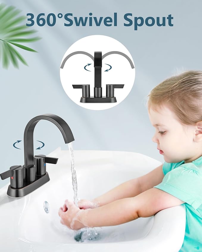 Aolemi Bathroom Faucets for Sink 3 Hole,4 Inch Centerset Waterfall Faucet 2 Handle for Bathroom Sink with Pop-Up Drain and Supply Lines Oil Rubbed Bronze