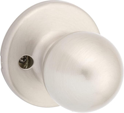 Kwikset Polo Interior Passage Door Knob, Handle For Closet and Hallway Doors, Non-Locking Doorknob in Satin Nickel, with Microban Protection