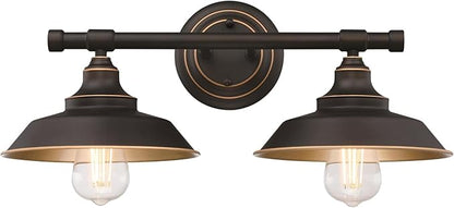 Westinghouse 6132900 Iron Hill Vintage-Style Two Light LED Indoor Wall Fixture, Oil Rubbed Bronze Finish with Highlights
