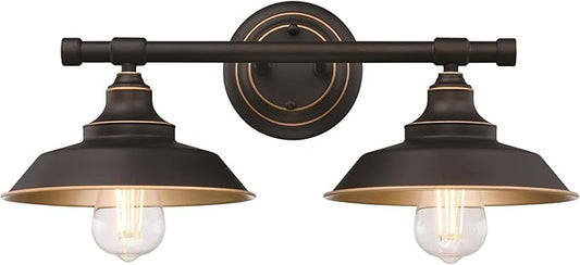 Westinghouse 6132900 Iron Hill Vintage-Style Two Light LED Indoor Wall Fixture, Oil Rubbed Bronze Finish with Highlights