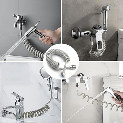 Spring Flexible Shower Hose,ABS Bathroom Spiral Flexible Telescopic Shower Hose for Toilet Faucet, Bidet Sprayer, Hand Shower,Standard G1/2 Connectors(Gray)